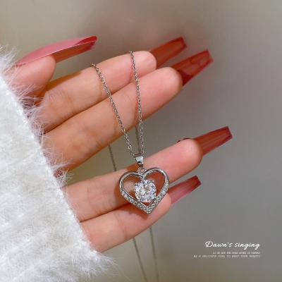 China Romantic Valentine's Day Gift Heart Necklace Jewelry Valentine's Day Blue Crystal Jewelry SL-NC074 for sale