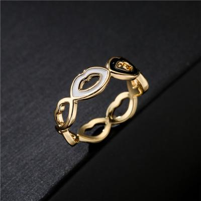 China SL-AGR6810532 FASHIONABLE Valentine's Gift Enamel Lip Style High Quality Gold Plated Rings For Women Jewelry for sale