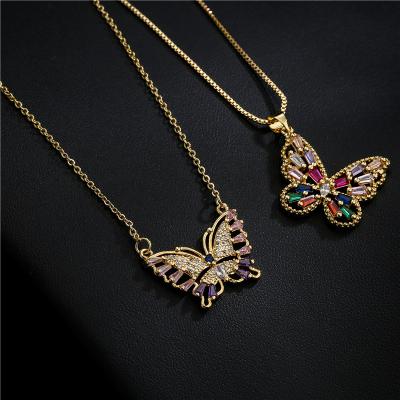 China FASHIONABLE High Quality Gold Plated Butterfly Necklace Women Butterfly Necklace Chain Pendant Jewelry SL-N011 for sale