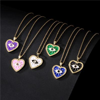 China CLASSIC Gold Perfectly Enamel Evil Eyes Colorful Greek Turkish Chain Gold Plated Charm Pendant Necklace For Women SL-N015 for sale