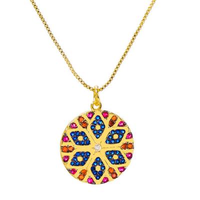 China Cute Gold Plated Wholesale Colorful Round Jewelry Flower Necklace Jewelry SL-N029 for sale