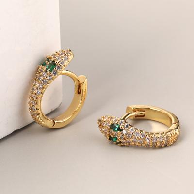 China Trendy wholesale luxury jewelry hip hop circle zircon snake copper earrings for fashion jewelry SL-E038 for sale