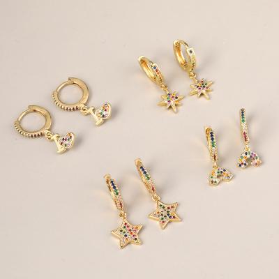 China Trendy wholesale luxury jewelry hip hop circle zircon snake copper earrings for fashion jewelry SL-E039 for sale