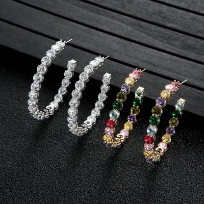 China CLASSIC Colorful Zircon 925 Sterling Needle Women Jewelry Hypoallergenic Copper Circle Zircon Stud Earrings SL-E042 for sale