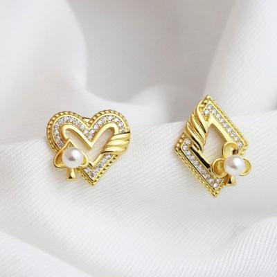 China TRENDY For Heart Detachable Earrings Love Zircon Valentine's Gift Jewelry Crystal Pearl Stud Earrings SL-EC067 for sale