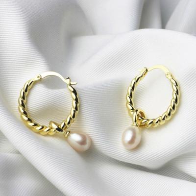 China TRENDY for Valentine's Gift Jewelry Pearl Circle Hoop Earrings Detachable Asymmetric Hoop Earrings SL-EC068 for sale