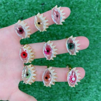 China European Rings Crystal Lucky Eye Ring For Girl Vintage Fashion Jewelry Gold Plating Lucky Eyes SL-R019 for sale