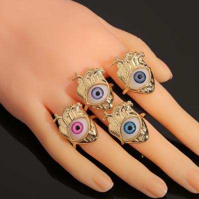 China Fashionable High Quality Open Eye Rings Gold Plating Adjustable Colorful Eye Ring For Girl SL-RC033 for sale