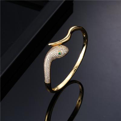 China FASHIONABLE Hop Snake Hip Key SL-AG018 Zirconia Eyes Chunky Chain Bracelet Bangle For Women Jewelry for sale