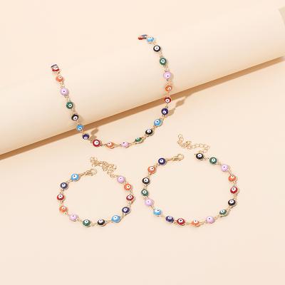 China Romantic High Quality Trendy Gold Plated Eye Necklace Bracelet Anklet Chain Jewelry Sets For Gift Jewelry Sets SL-JSA035 for sale