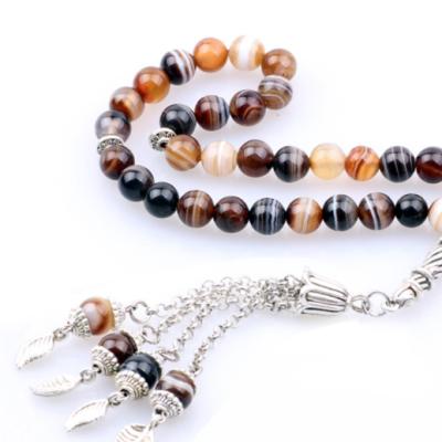 China Ethnic Islamic Agate Prayer Beads Muslim Islamic Prayer Pilgrimage Services Tezbiha Glass Beads Rosary for sale