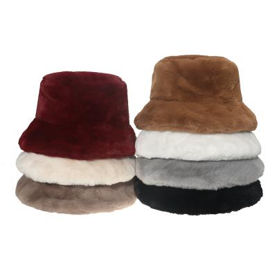 China Custom Plush Fuzzy Bucket Hat Furry Plush Logo Design Women Winter Fisherman Plush for sale