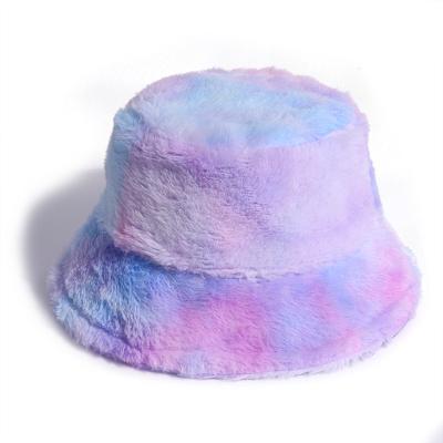 China Hot Sale 2021 Fashion New Dye Tie Bucket Hats Unisex Faux Rabbit Hair Fisherman Couple Hats for sale