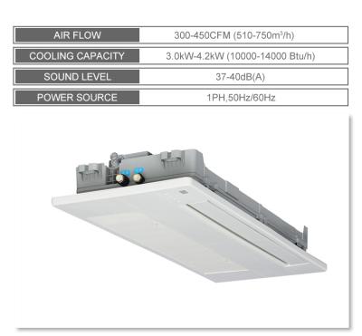 China Ultra Thin Unit Indoor Air Conditioner Ceiling 1 Way 2 Hose Cassette Fan Coil Unit for sale