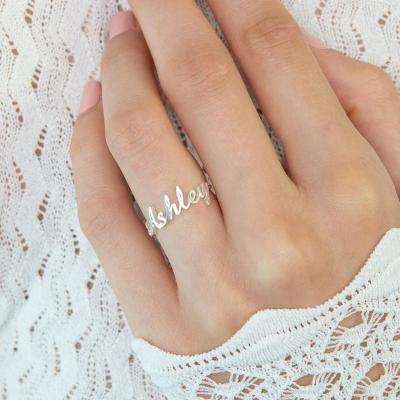 China 2021 Fashion Environmental Friendly Jewelry Customized Name Personality Stainless Steel Women's Ring Jewelry for sale