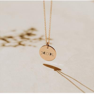 China 2021 Environmental Protection Fashion Women's Jewelry Custom Laser Pattern Stainless Steel Pendant Necklace for sale