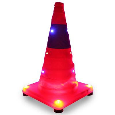 China Blue And Red Traffic / Gate / Garden / Car Light With Reflective Layer USB LED Retractable Traffic Cone With Magnet for sale