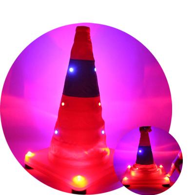 China Waterproof Collapsible Traffic/Gate/Garden/Car RGB USB LED Traffic Cone with Magnet for sale