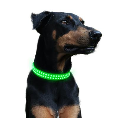 China Reflective Polyester Adjustable Glow In The Dark Safe Luminous Flashing Collar For Puppy Pet for sale