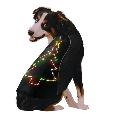 China Reflective LED Dog Harness with Embroidery Light USB Rechargeable Glow Led Dog Cloth for sale