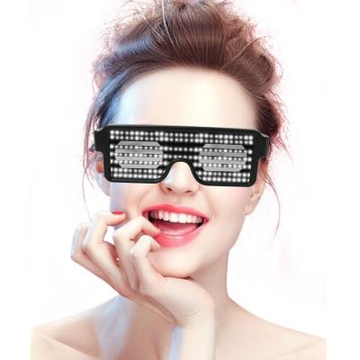 China Stocked Led Light Up Projector Flasher Glasses Shape Sunglasses Party Glasses Customer Unisex Logo for sale