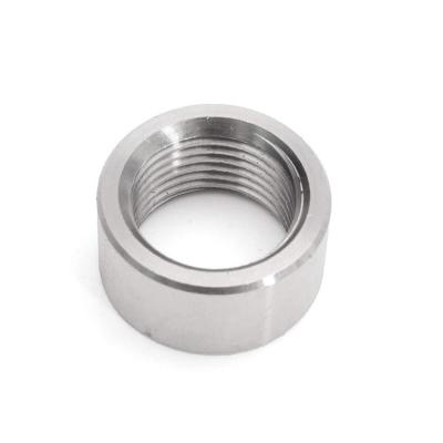 China Aluminum CNC Lathe Machined Performance Aluminum Alloy 6061-T6 NPT Threaded Half Coupling Weld On Pipe Tube Bung Fitting for sale