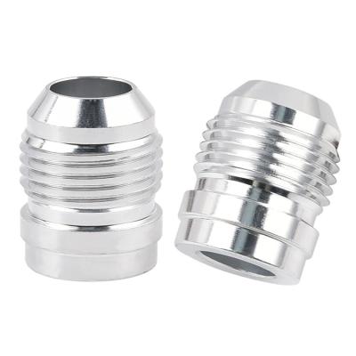 China Aluminum Custom Machined AN Weld On Bung Aluminum Male Flare Weldable Fuel Tank Fitting Thread Hose Adapter Connector for sale