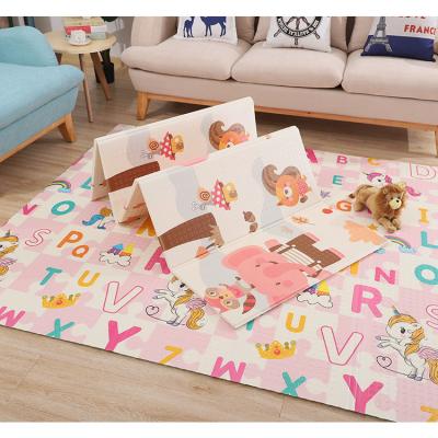 China Nontoxic ; wholesale portable toys folding mat reversible waterproof double sides for kids folding baby play thick xpe foam mat for sale