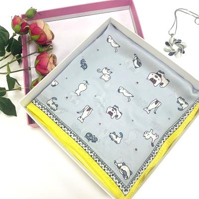 China Square Fashion Printed Multi Color Ladies Customized Natural Pure Silk Hair Scarf for sale