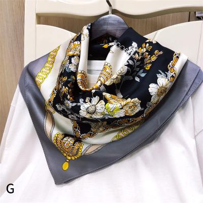 China Wholesale Pure Silk Satin Square Clean Design Square Scarf For Women, Double Sided Digital Printing Silk Scarves for sale