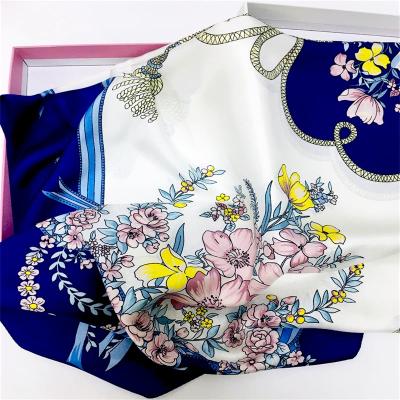 China Pure Silk Twill Square Clean Design Square Scarf For Women Luxury Soft Elegant Custom Digital Double Sided Printing Silk Scarves for sale