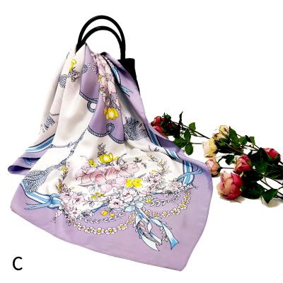 China Branded Silk Scarf High Quality Square Private Label Designer Square Twill Digital Double Sided Printing for sale