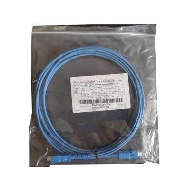 China FTTH Patchcord SC/UPC to SC/UPC, simplex, G.657A1, category B/2, 3.00mm shielded, LSZH jacket, blue, 5m for sale