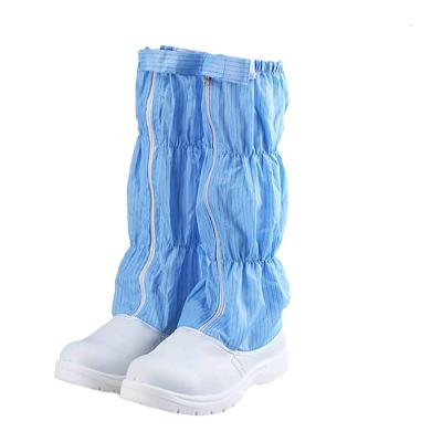 China PU Leather 5mm Anti Static Fabric White Blue Clean Room Boots Breathable Reusable for sale