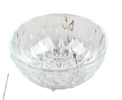 China Large Disposable Wholesale Bowl Glass Six Piece Diamond Glass Bowl Set Glass Serving Bowls for sale