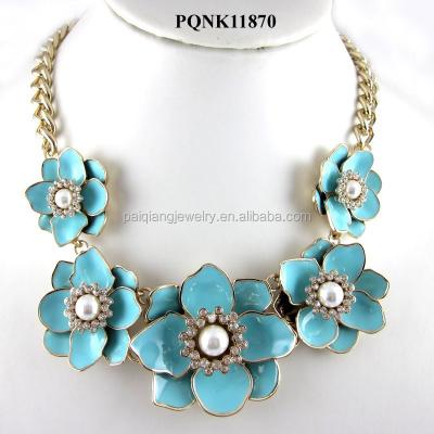 China 2015 Design 2015 Charming And Fashionable Latest Enamel Big Flower Fashion Statement Necklace for sale