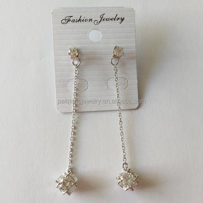 China Fancy Design Women ALLOY Silver Long Ball Chains Zircon Earring for sale