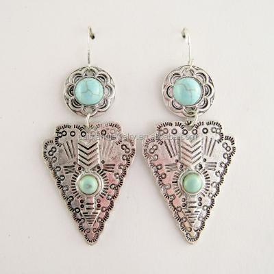 China Newest Design Trendy Vintage Turquoise ALLOY Marble Stone Earrings Design for sale