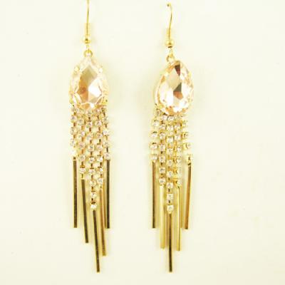 China Fashionable new design jewelry gold plating tassel line artificial crystal earring tops designs for sale