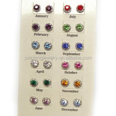 China ALLOY 1 Pack Latest Design Stylish Hot Selling Cheap Colorful Birthstone Diamond Earring Set for sale