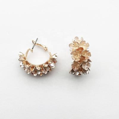 China BOHEMIA Fashion New Trendy Bohemian Design Rose Small Gold Flower Circle Earring For Women And Girls for sale