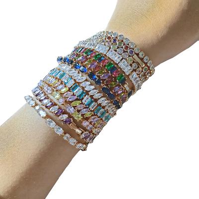 China Latest Design ALLOY Exquite Fashion Elegant Women Custom Colorful Zircon Stone Charm Bracelet for sale