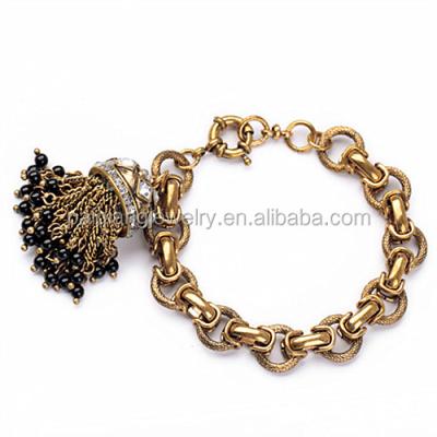 China Fashionable Retro Temperament Vintage Women's Luxury Hign Quality Tassel Alloy Rhinestone Bracelet Factory for sale