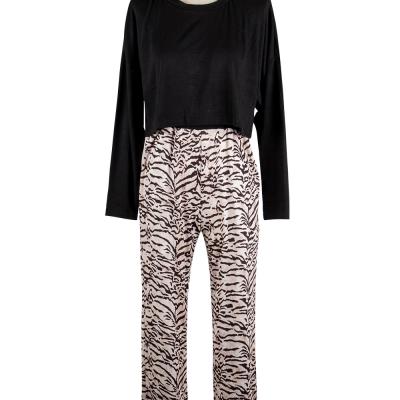 China 2021 New Autumn Solid Color Tops Leopard Pattern Pant Suit QUICK DRY Women for sale