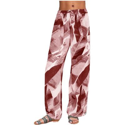 China 2021 New Women's Leaf Print Yoga Sports Pants QUICK DRY for sale