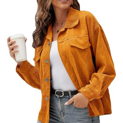 China 2021 Corduroy Breathable Button Down Jacket Fall Ladies Casual Shirt for sale