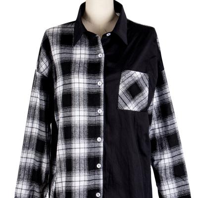 China Fall New Breathable Black And White Plaid Casual Straight Shirt for sale