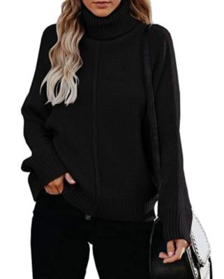 China 2021 Fall/Winter Loose Breathable Top Neck Knit Fashion Sweater Plus Size Women for sale