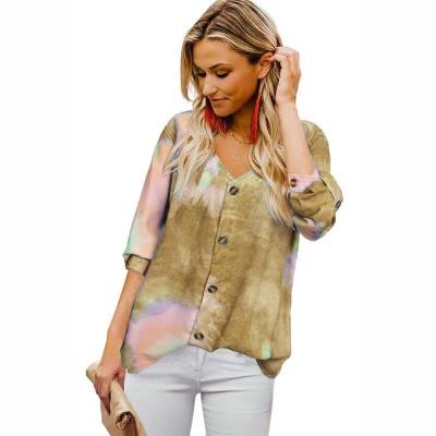 China Autumn and winter QUICK DRY new style tie-dye color V-neck women's straight casual tracksuit for sale