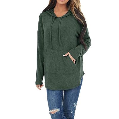 China Fashion New Solid Color Breathable Casual Pocket Hooded Long Sleeve Plus Size T-Shirt for sale